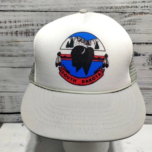 South Dakota Vintage 90's Snapback Hat Gray White ONE SIZE - Picture 1 of 4